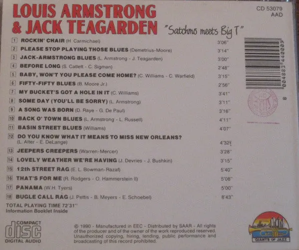 Armstrong Teagarden Satchmo Meets Big T CD jazz dixieland