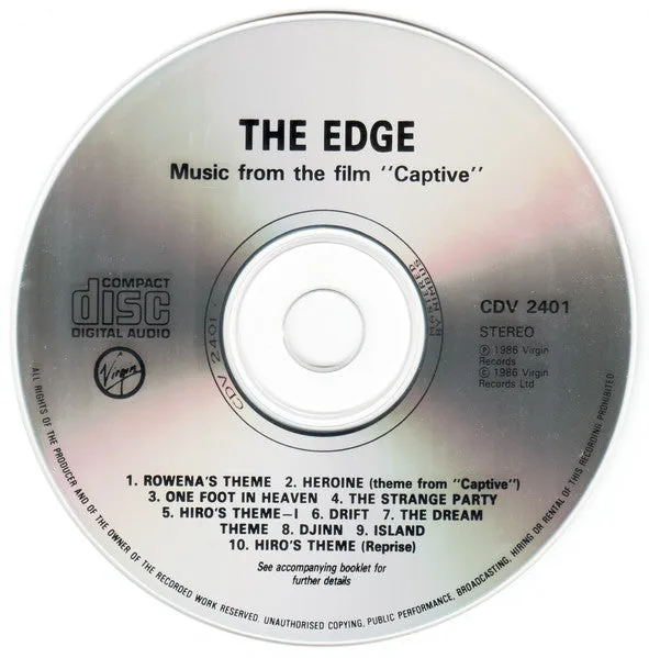The Edge Michael Brook Captive CD colonna sonora 1986