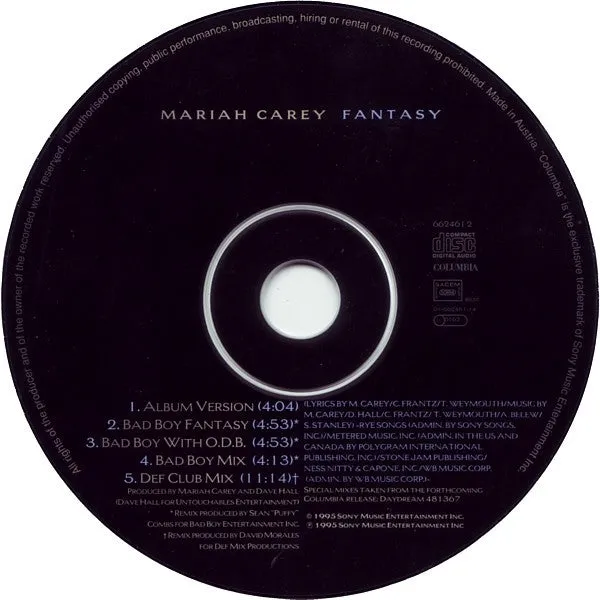 Mariah Carey Fantasy CD maxi singolo Bad Boy remix