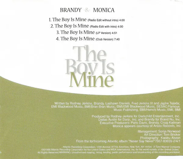 Brandy e Monica The Boy Is Mine CD singolo