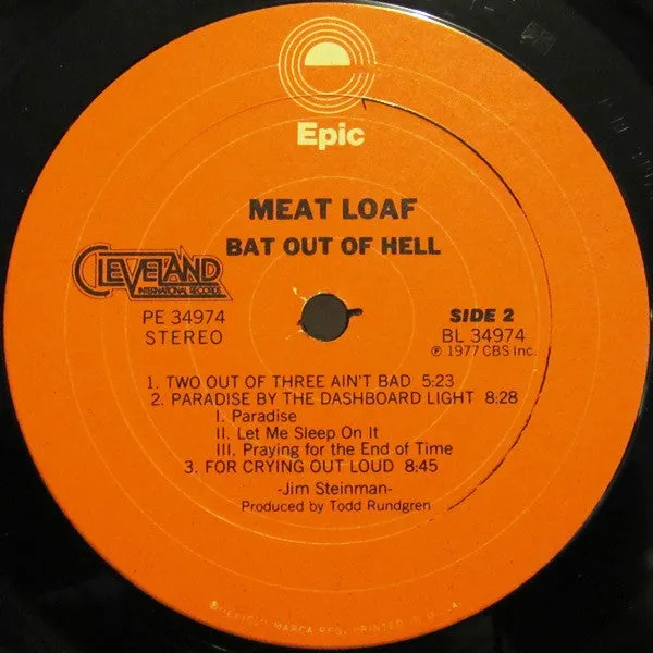 Meat Loaf Bat Out Of Hell LP pop rock usato VG+ USA