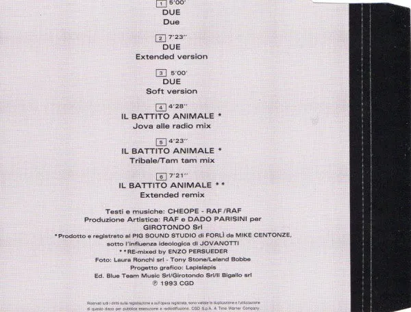RAF Due CD maxi singolo extended 1993