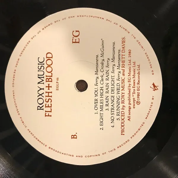 Roxy Music Flesh+Blood LP vinile ristampa 1987 NM