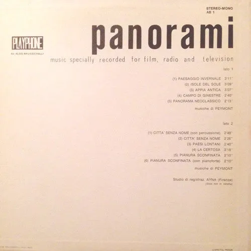 Peymont Panorami LP promo library VG+ Italia