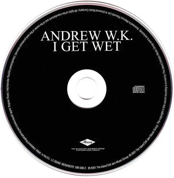 Andrew W.K. I Get Wet CD album hard rock VG+