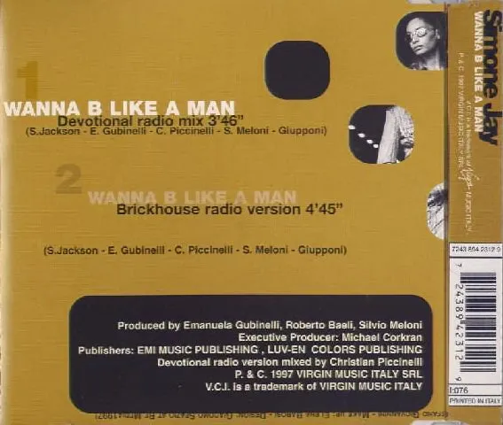Simone Jay Wanna B Like A Man CD singolo euro house