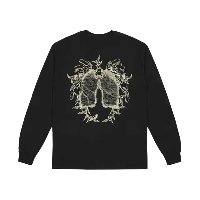 Gothic Lungs maglia manica lunga nera in cotone