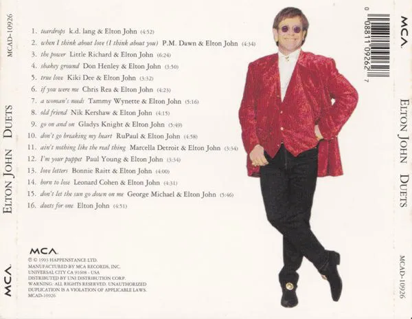 Elton John Duets CD NM pop rock duetti