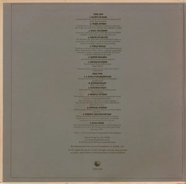 Ravi Shankar Raga LP Soundtrack Gatefold NM 1971