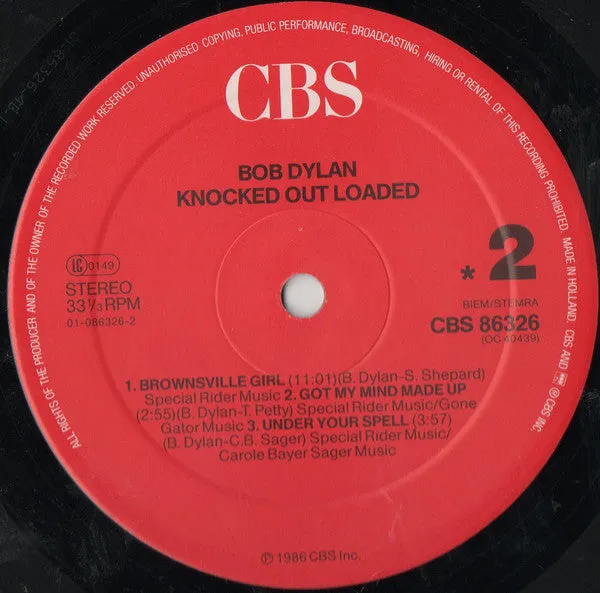 Bob Dylan Knocked Out Loaded LP vinile CBS 1986
