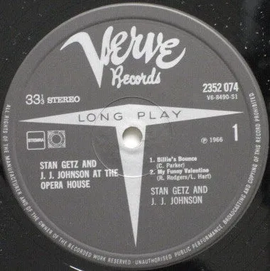 Stan Getz At The Opera House LP live bop