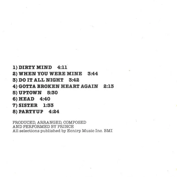 Prince Dirty Mind CD album ristampa Germania funk soul
