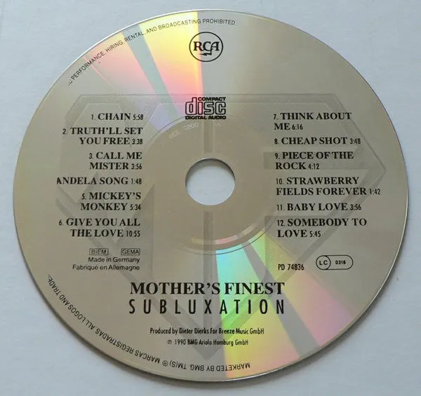 Mother's Finest Subluxation CD album live