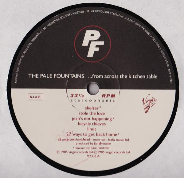 Pale Fountains Kitchen Table LP vinile 1985