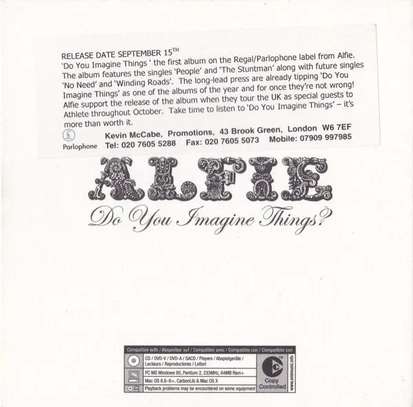 Alfie Do You Imagine Things? CD album promo copy controlled