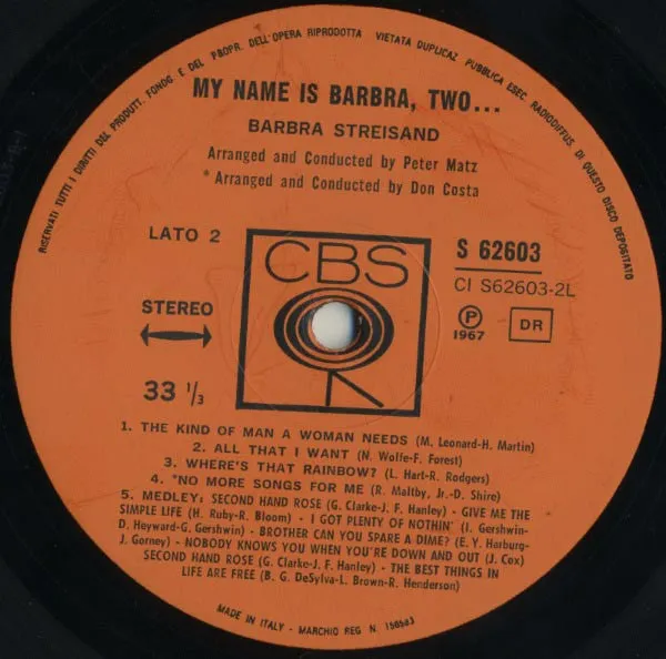 Barbra Streisand My Name Is Barbra Two LP vinile 1967
