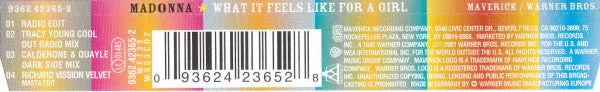 Madonna What It Feels Like For A Girl CD2 remix VG+