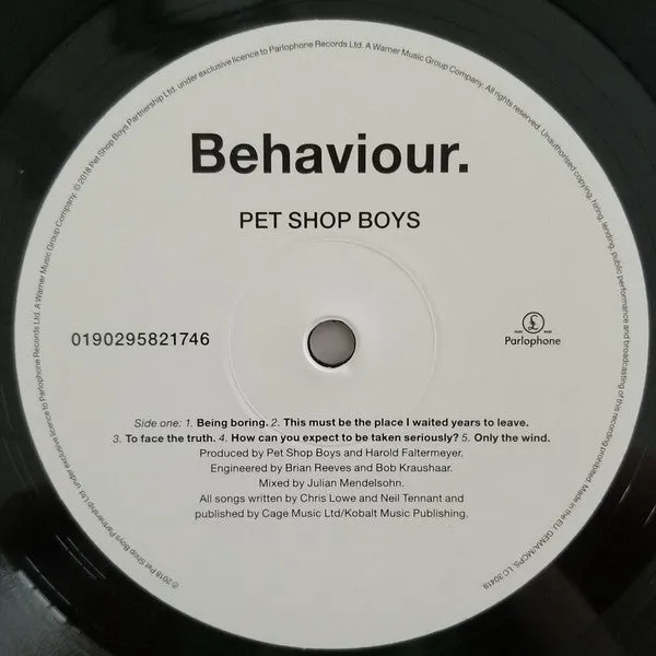 Pet Shop Boys Behaviour vinile LP 180g rimasterizzato 2018