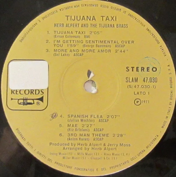 Herb Alpert Tijuana Taxi LP vinile A&M easy listening