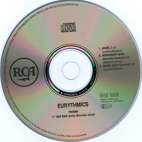 Eurythmics Angel CD maxi synth-pop acustico