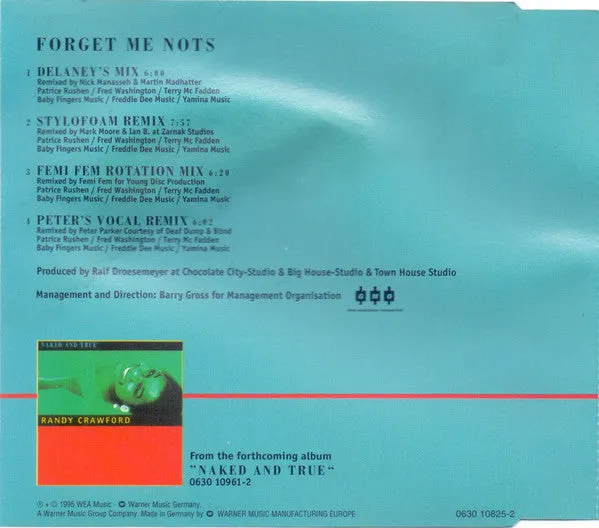 Randy Crawford Forget Me Nots CD maxi remix house