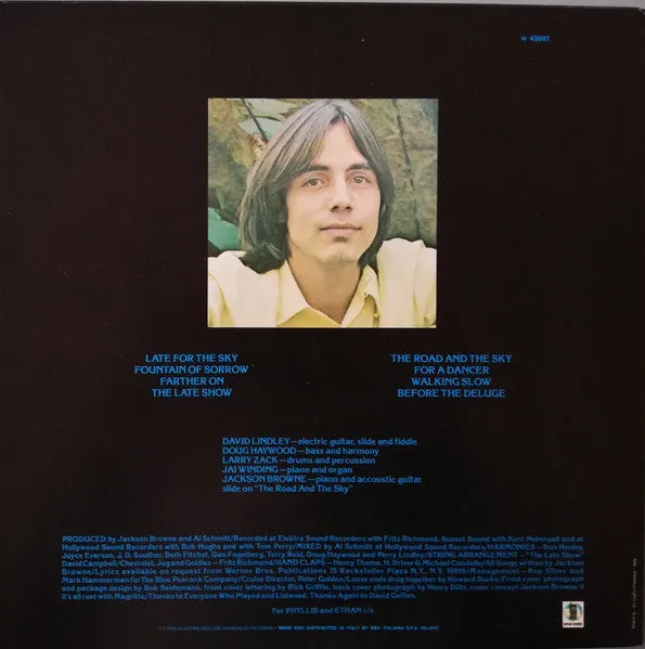 Jackson Browne Late For The Sky LP Vinile Usato NM Ristampa Italia