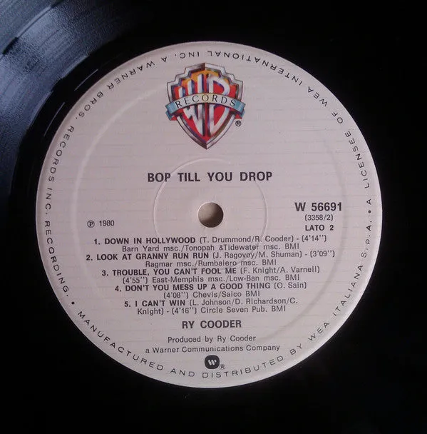 Ry Cooder Bop Till You Drop LP 1979 italiano VG+