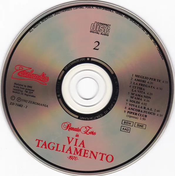 Renato Zero Via Tagliamento 1965 1970 2xCD vocal pop