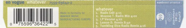En Vogue Whatever cd maxi singolo remix molto buono