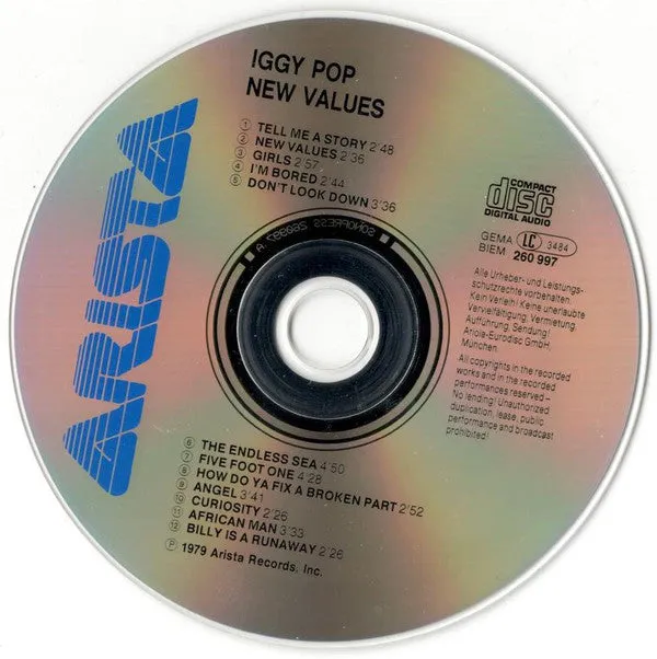 Iggy Pop New Values CD album ristampa usato VG