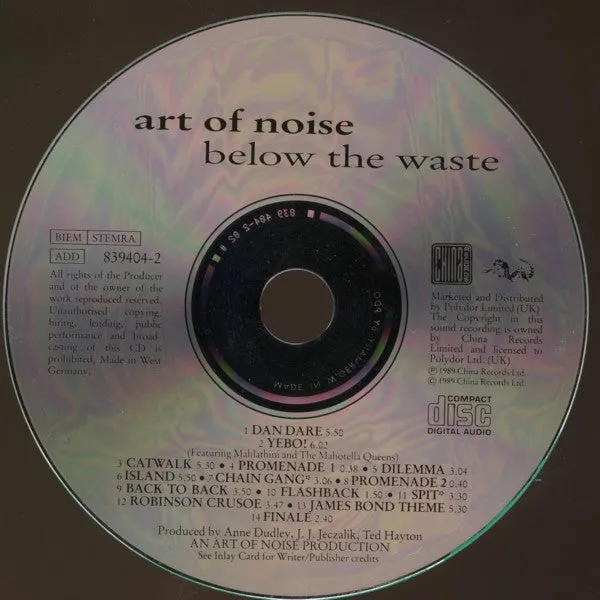 Art Of Noise Below The Waste CD VG+ ambient