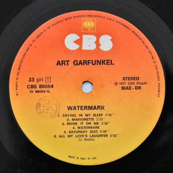 Art Garfunkel Watermark vinile LP CBS 1978 pop rock
