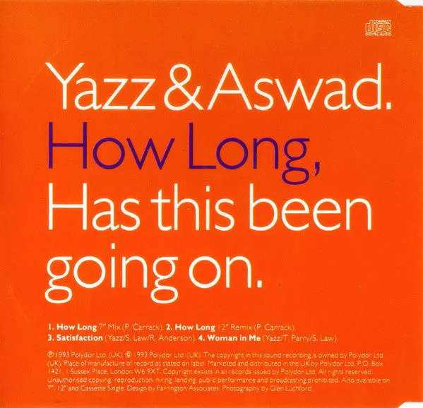 Yazz Aswad How Long CD maxi singolo VG+