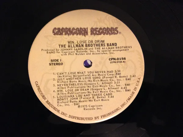 Allman Brothers Band Win Lose Or Draw vinile LP gatefold