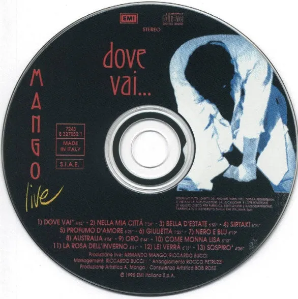 Mango Live Dove Vai CD album ballad VG+