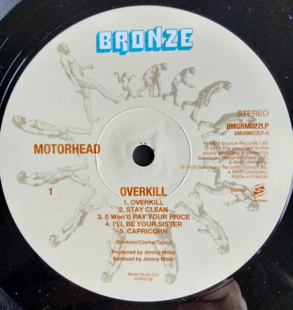 Motörhead Overkill LP ristampa heavy metal mint