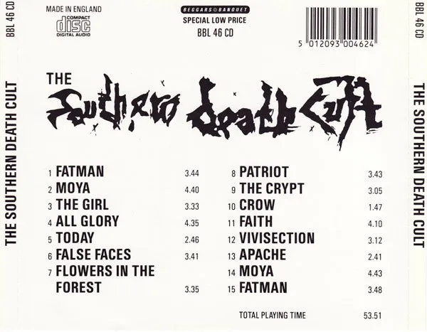 Southern Death Cult omonimo CD compilation 1988