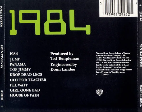 Van Halen 1984 CD album hard rock tedesca