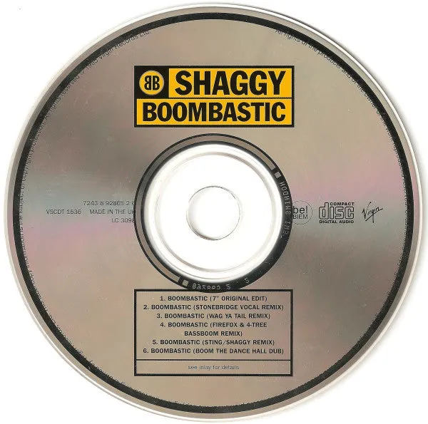 Shaggy Boombastic CD maxi singolo usato VG+ remix