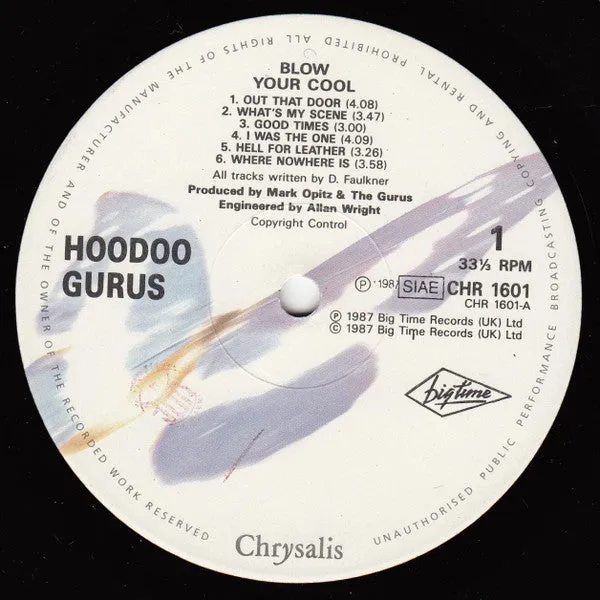 Hoodoo Gurus Blow Your Cool LP vinile ristampa etichette bianche