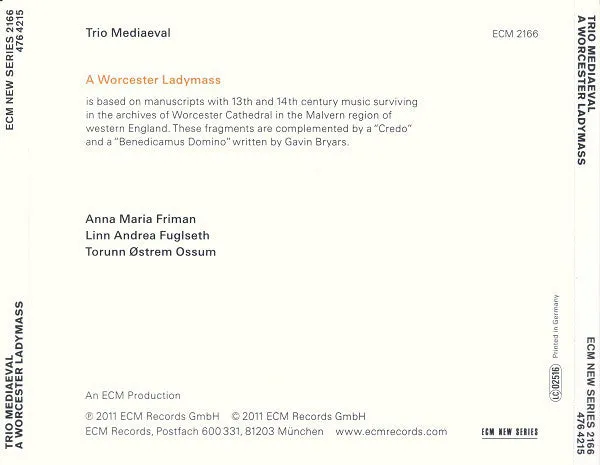 Trio Mediaeval A Worcester Ladymass CD album near mint