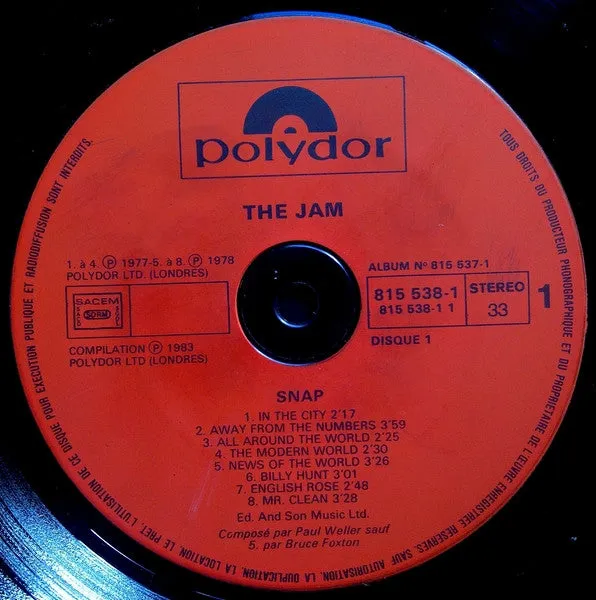 The Jam Snap! doppio vinile compilation NM