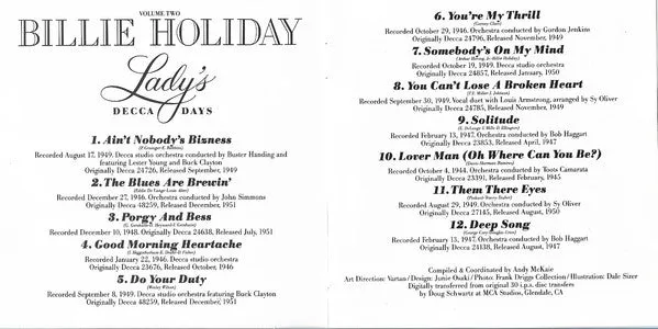 Billie Holiday Lady's Decca Days Vol.2 CD Compilation Swing