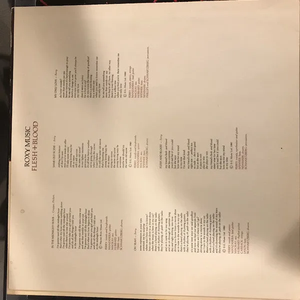 Roxy Music Flesh+Blood LP vinile ristampa 1987 NM