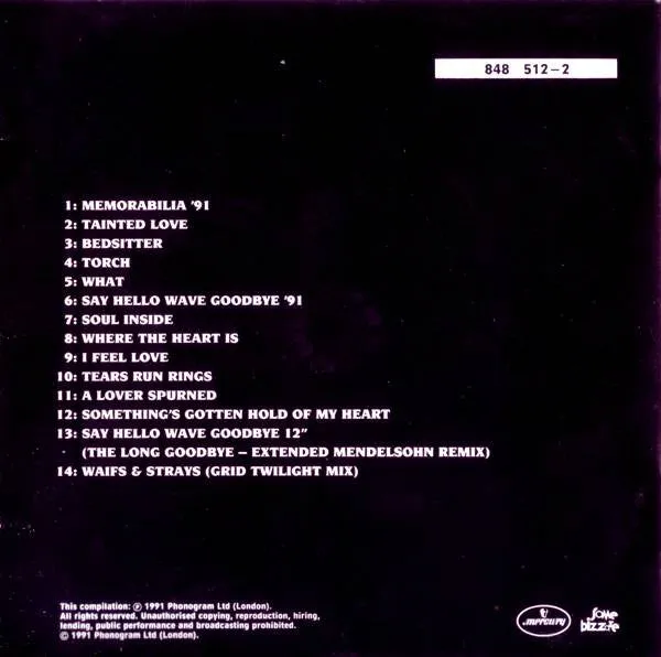 Soft Cell Marc Almond Memorabilia Singles CD synth-pop