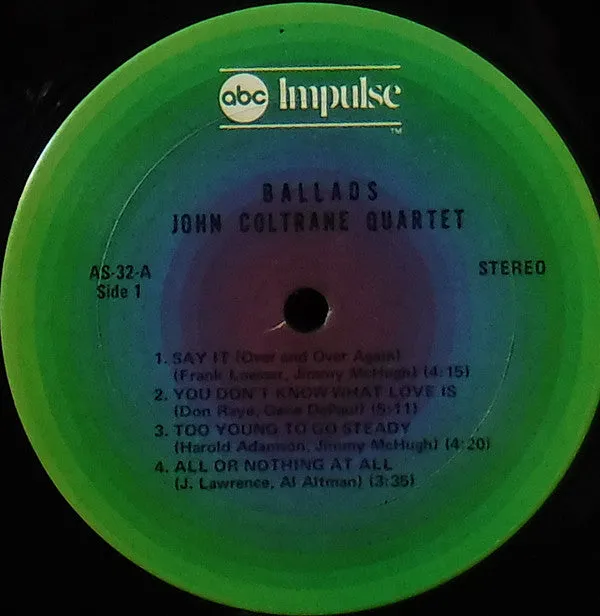 John Coltrane Quartet Ballads LP ristampa green modal