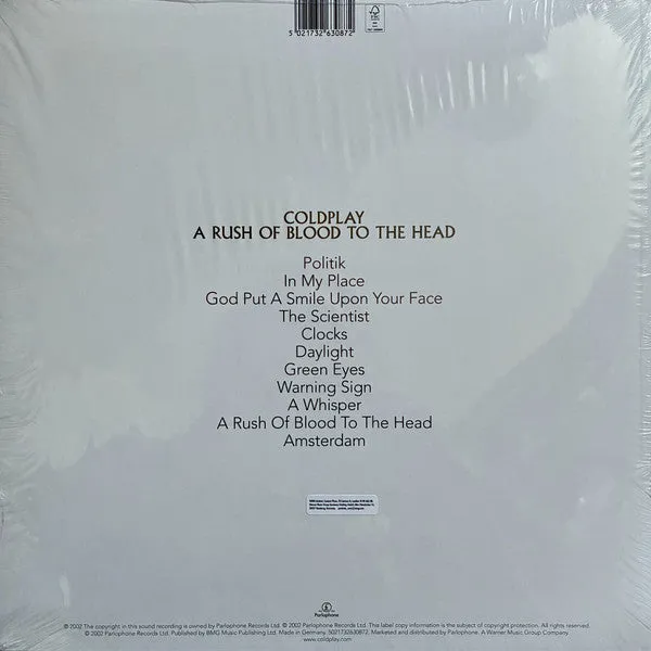 Coldplay A Rush Of Blood To The Head vinile LP clear