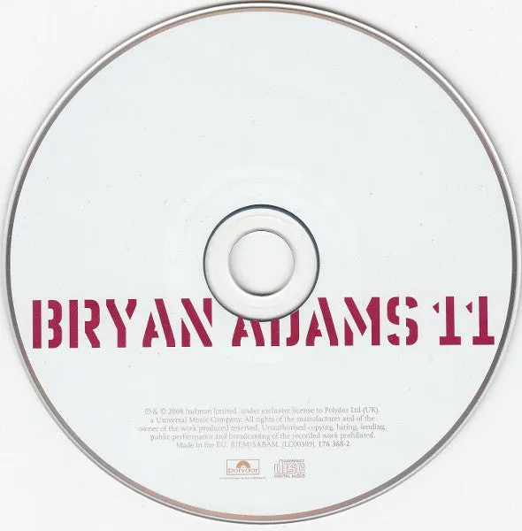Bryan Adams 11 CD album super jewel VG+