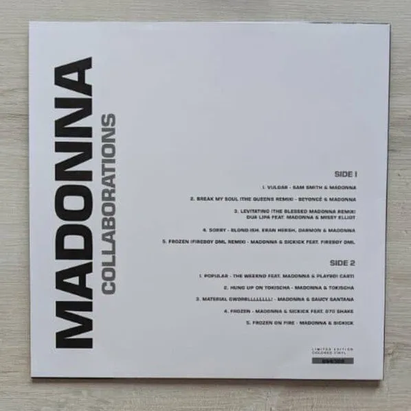 Madonna Collaborations vinile LP promo numerato dance-pop