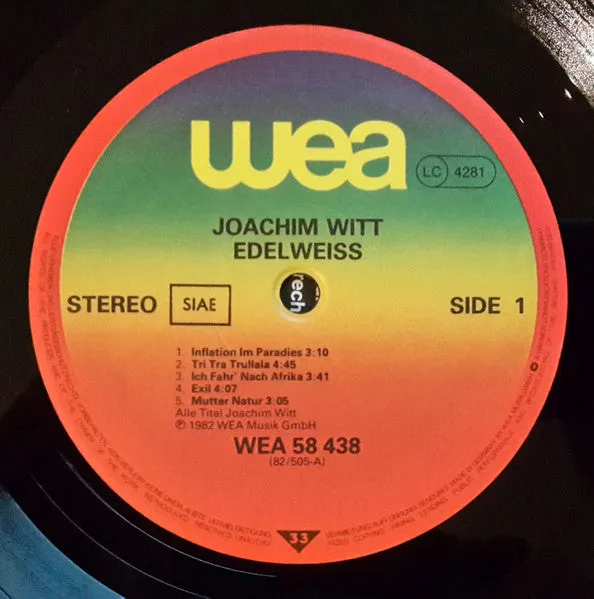 Joachim Witt Edelweiss LP vinile 1982
